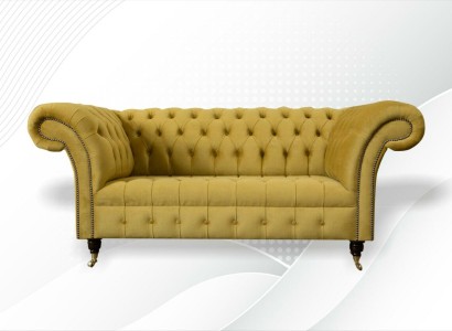 Chesterfield дизайн Роскошный диван для дивана, обивка из текстиля, желтый, новый.